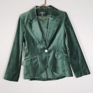 H&M Size 8 Green Velvet Blazer Jacket Victorian Whimsigoth Steampunk Glamoratti